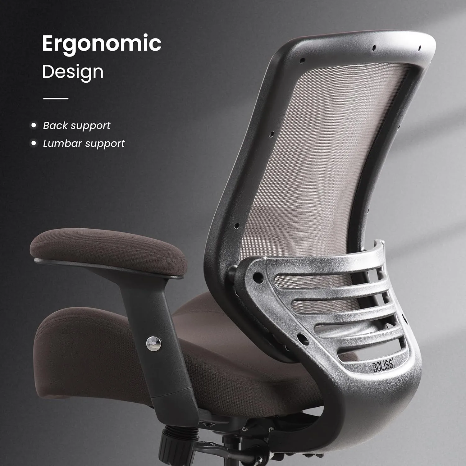 BOLISS 400lbs Mesh Ergonomic Office Drafting Chair Big Adjustable Foot Ring Height Adjustable Armrest (BRN)