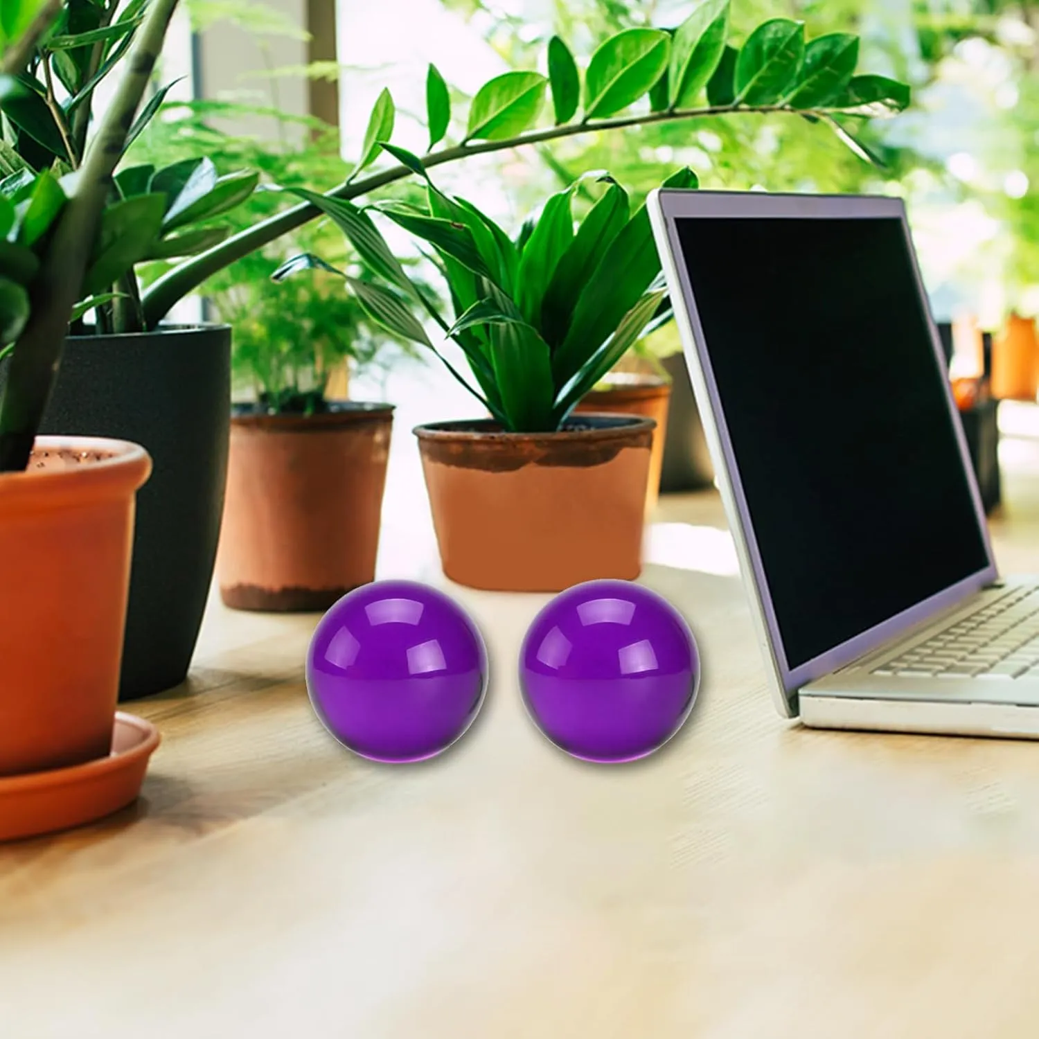 BRABUD 1.77'' Crystal Handballs Purple Transparent Color Chinese Health Exercise Massage Balls Stress Relieve Desk Decor Collectible Gift with Bag TQGJBS612