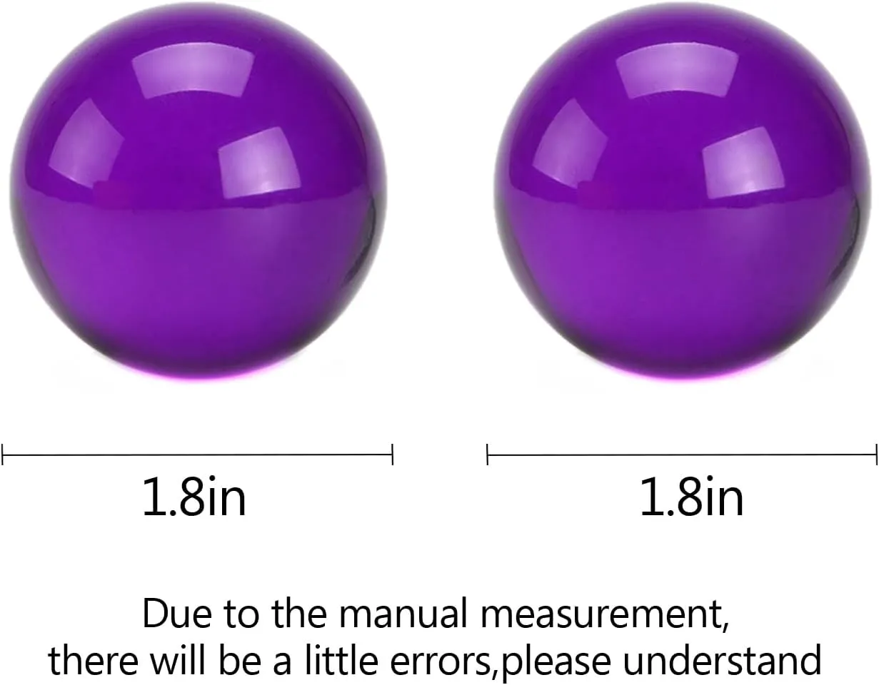 BRABUD 1.77'' Crystal Handballs Purple Transparent Color Chinese Health Exercise Massage Balls Stress Relieve Desk Decor Collectible Gift with Bag TQGJBS612