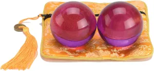 BRABUD 1.77'' Crystal Handballs Purple Transparent Color Chinese Health Exercise Massage Balls Stress Relieve Desk Decor Collectible Gift with Bag TQGJBS612