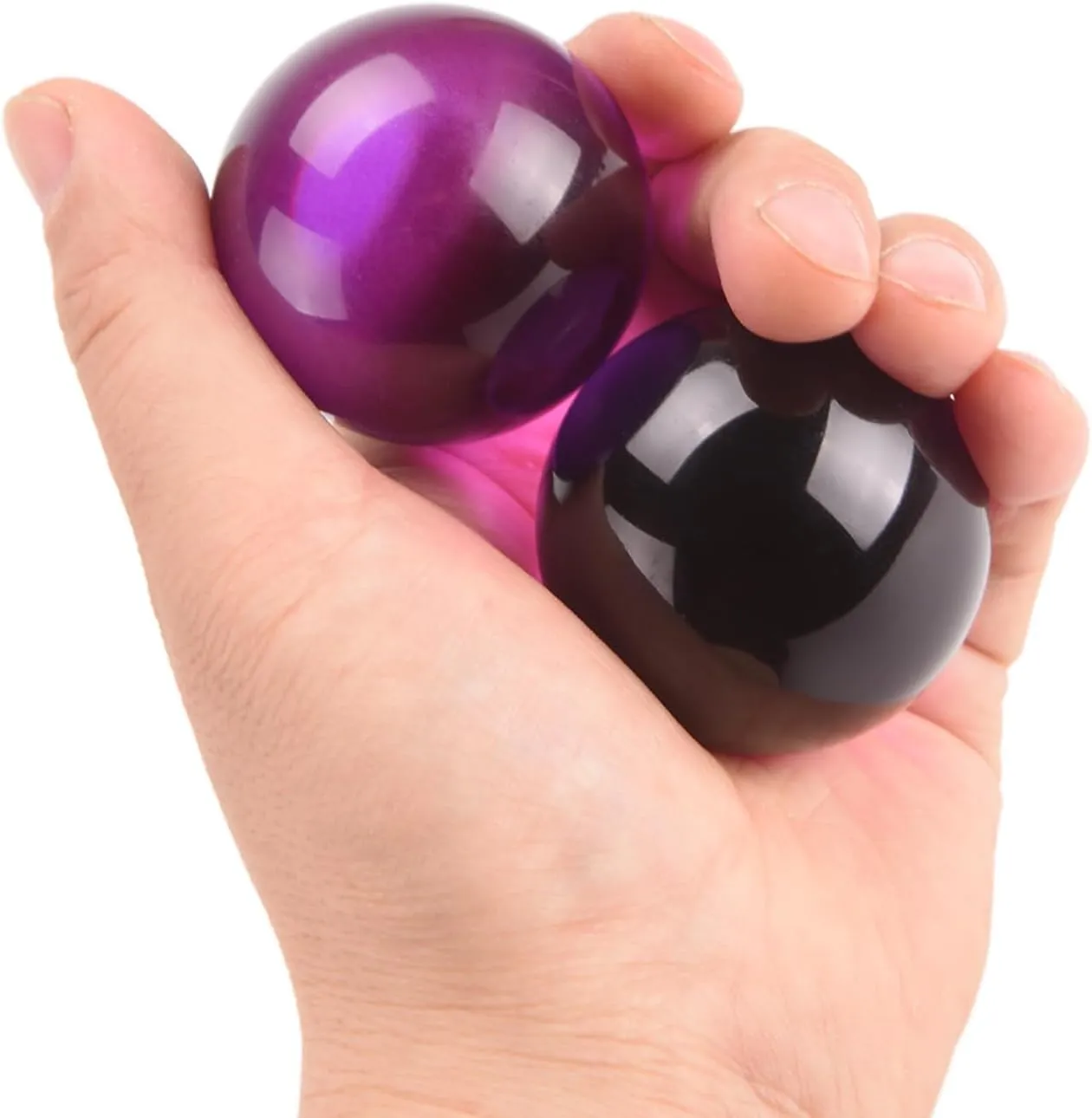 BRABUD 1.77'' Crystal Handballs Purple Transparent Color Chinese Health Exercise Massage Balls Stress Relieve Desk Decor Collectible Gift with Bag TQGJBS612