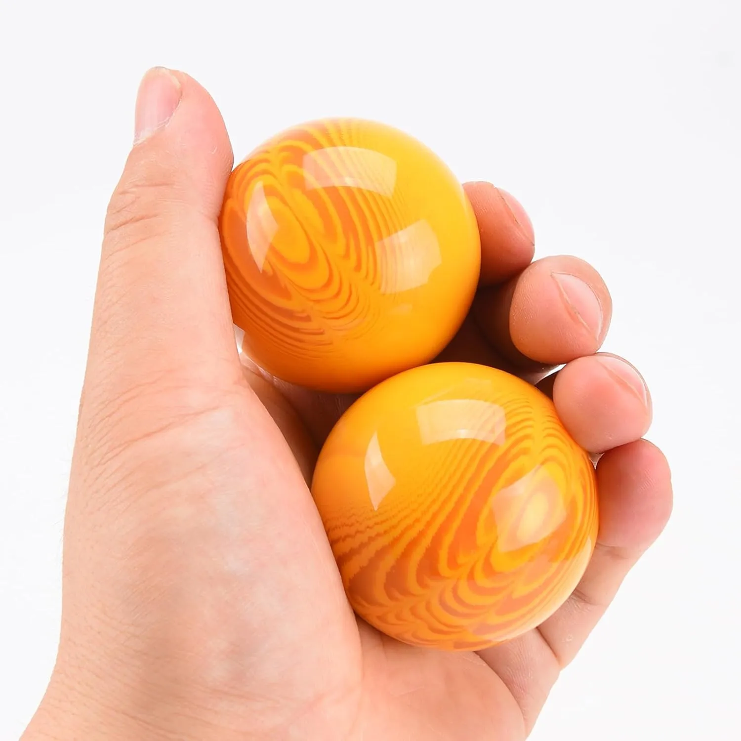 BRABUD 2'' Yellow Chinese Baoding Balls Hand Exercise Therapy Balls Stress Relieve Non-Chiming 2PCS with Bag TQGJBS544