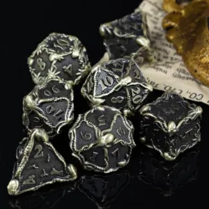 Bronze Lightning Storm Kraken DND Metal Dice Set for Dungeons and Dragons Gifts, D&D, D and D, Pathfinder, Accessories, D20, Polyhedral, Resin Dice, Metal, Dice Tray, Tower, Bag, Box