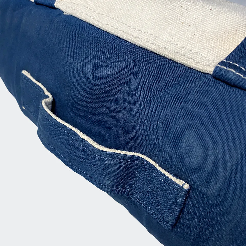 BZEN TOTE23-13P NATURAL CANVAS BODY WITH NAVY TRIM 23"W x 13"H OPEN TOP TOTE BAG WITH FRONT POCKET-22OZ-NAVY