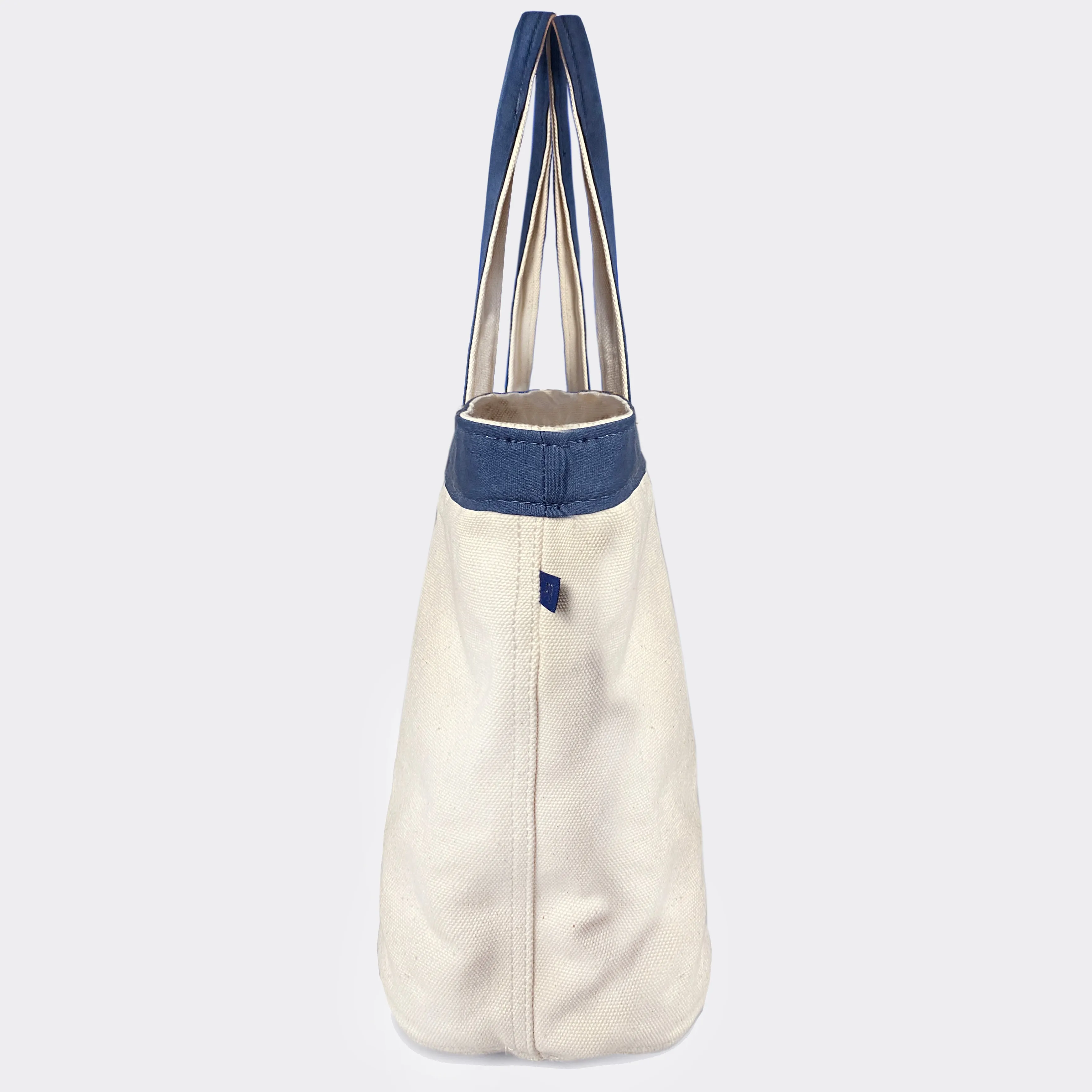 BZEN TOTE23-13P NATURAL CANVAS BODY WITH NAVY TRIM 23"W x 13"H OPEN TOP TOTE BAG WITH FRONT POCKET-22OZ-NAVY
