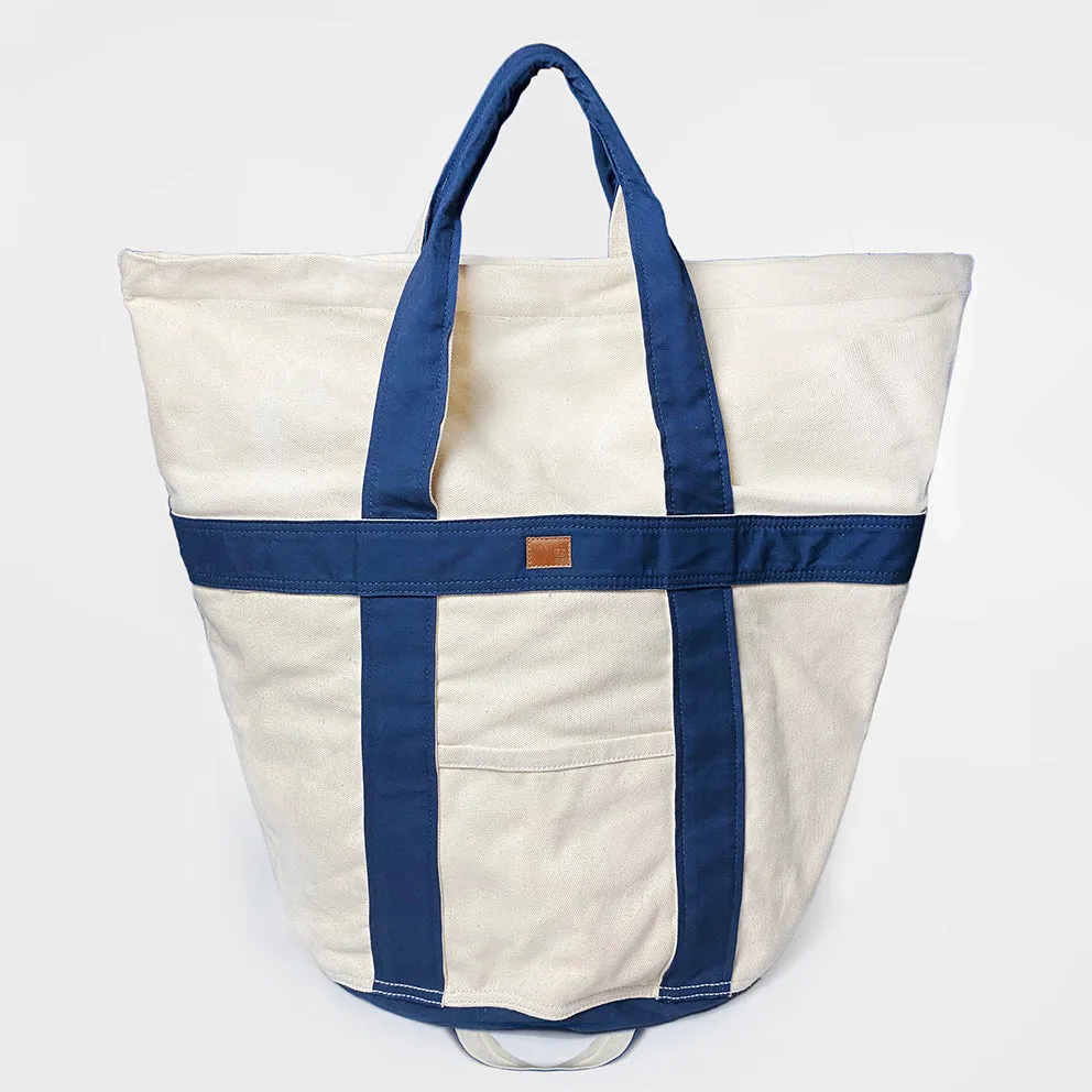 BZEN TOTE24-14ZTN NATURAL CANVAS BODY WITH NAVY TRIM ZIP TOP 24"W x 14"H TOTE BAG-20OZ-NAVY