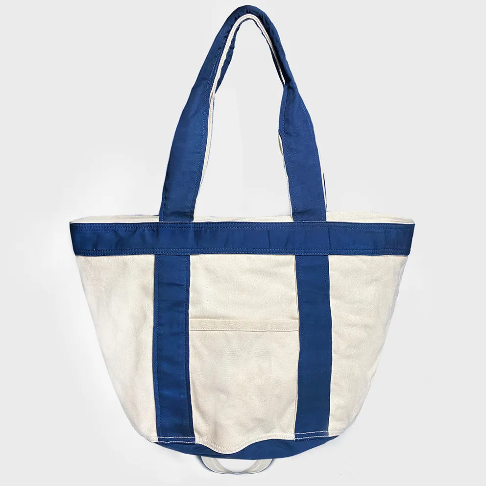 BZEN TOTE24-14ZTN NATURAL CANVAS BODY WITH NAVY TRIM ZIP TOP 24"W x 14"H TOTE BAG-20OZ-NAVY