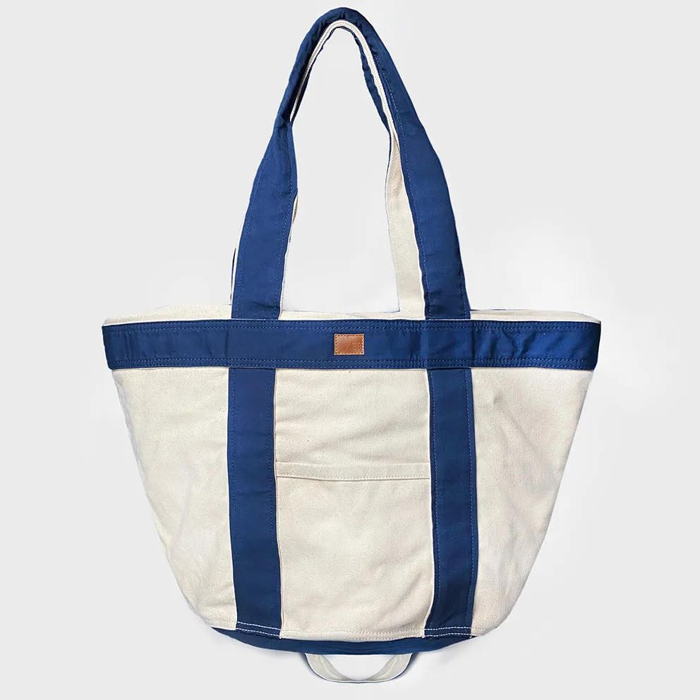 BZEN TOTE24-14ZTN NATURAL CANVAS BODY WITH NAVY TRIM ZIP TOP 24"W x 14"H TOTE BAG-20OZ-NAVY