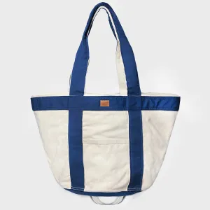 BZEN TOTE24-14ZTN NATURAL CANVAS BODY WITH NAVY TRIM ZIP TOP 24"W x 14"H TOTE BAG-20OZ-NAVY