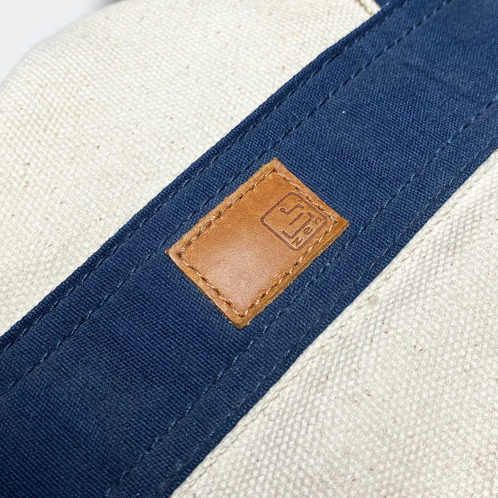BZEN TOTE24-14ZTN NATURAL CANVAS BODY WITH NAVY TRIM ZIP TOP 24"W x 14"H TOTE BAG-20OZ-NAVY