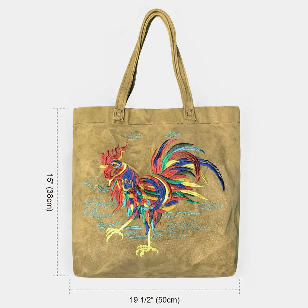 BZEN x MINER49ER TOTE19-15BIS ROOSTER CANVAS TOTE BAG-20oz-E0 BISCOTTI