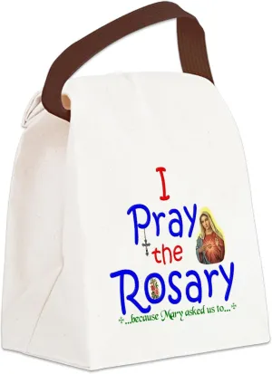 CafePress I Pray The Rosary Canvas Lunch Bag Logo By Council Canvas Lunch Bag with Strap Handle