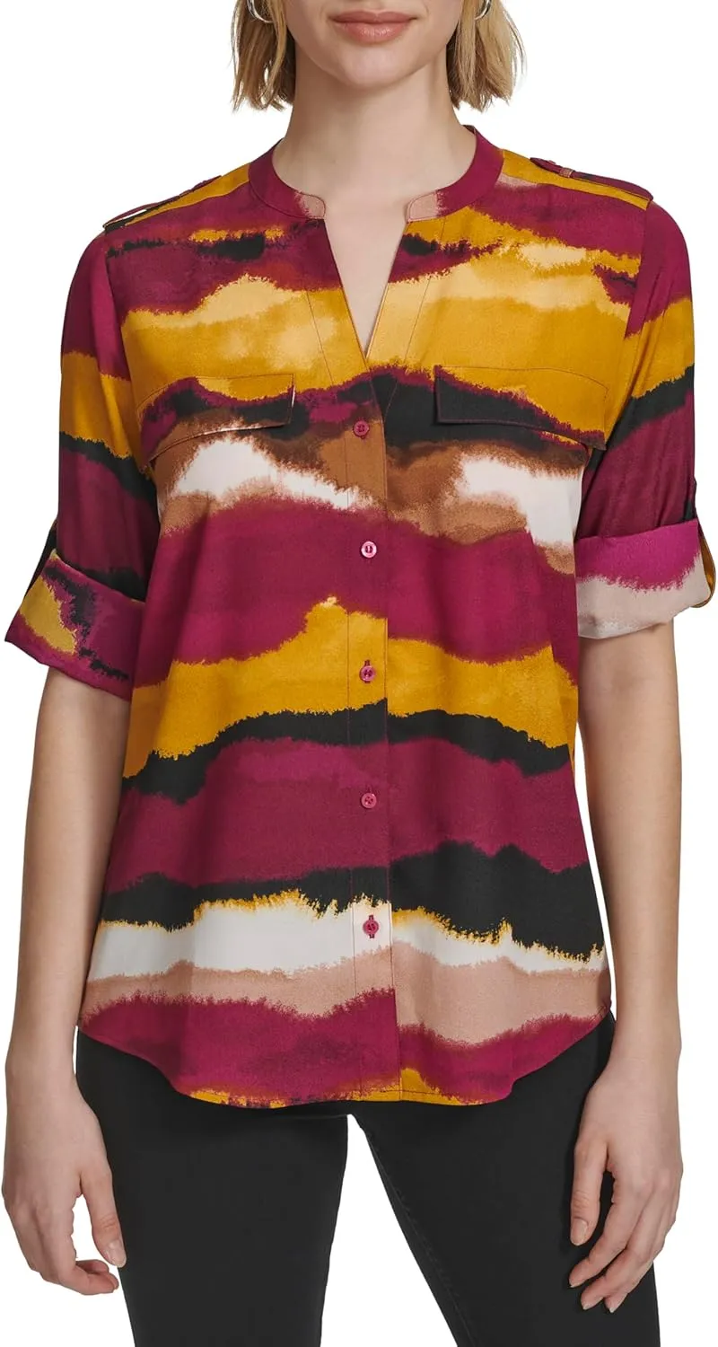 Calvin Klein Women's Roll Tab Blouse