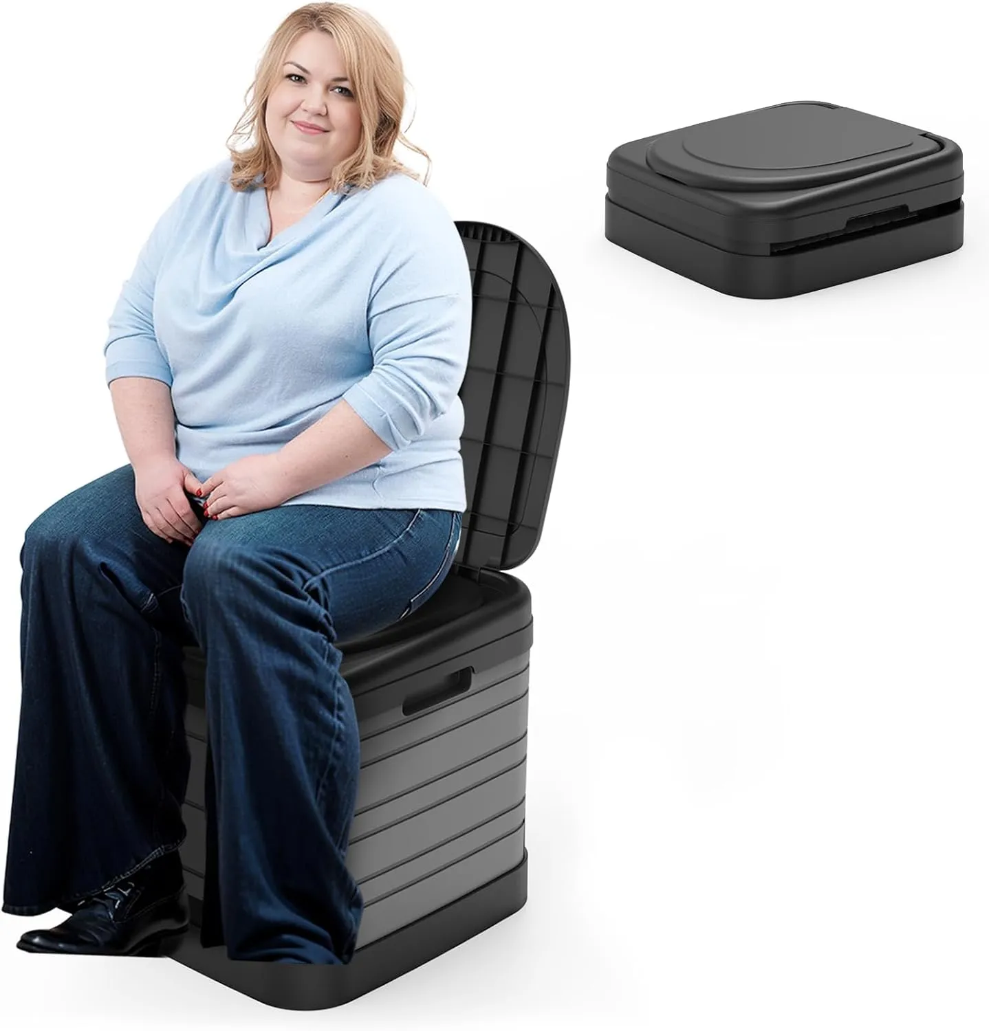 CAMPERFECT XXL Portable Toilet for Adults, Upgraded Camping Toilets Collapsible Toilet Extra Large 16.7-inch High Porta Potty for Camping Outdoor Activities and Travel, 18.1‘’*16.7''*16.7''