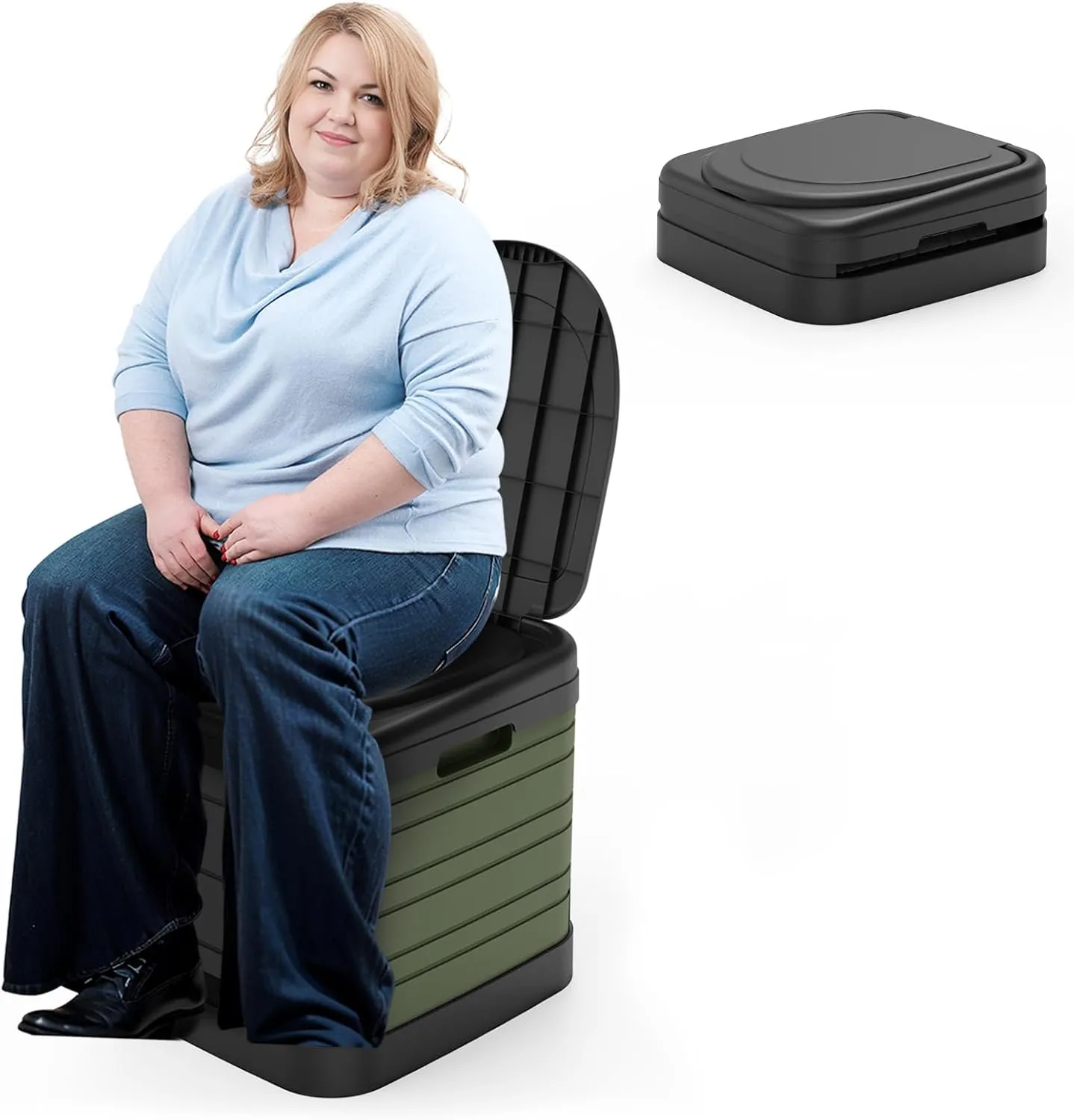 CAMPERFECT XXL Portable Toilet for Adults, Upgraded Camping Toilets Collapsible Toilet Extra Large 16.7-inch High Porta Potty for Camping Outdoor Activities and Travel, 18.1‘’*16.7''*16.7''