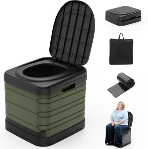 CAMPERFECT XXL Portable Toilet for Adults, Upgraded Camping Toilets Collapsible Toilet Extra Large 16.7-inch High Porta Potty for Camping Outdoor Activities and Travel, 18.1‘’*16.7''*16.7''
