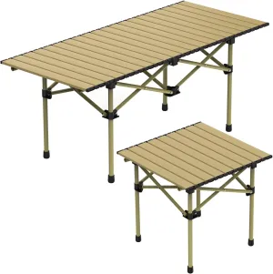 Camping Table Folding CTable Portable Lightweight Carbon Steel Roll-up Picnic BBQ Desk with Carry Bag Heavy Duty for Outdoor Beach Backyard Party Patio Camping Hiking BBQ Picnic Fishing/Small