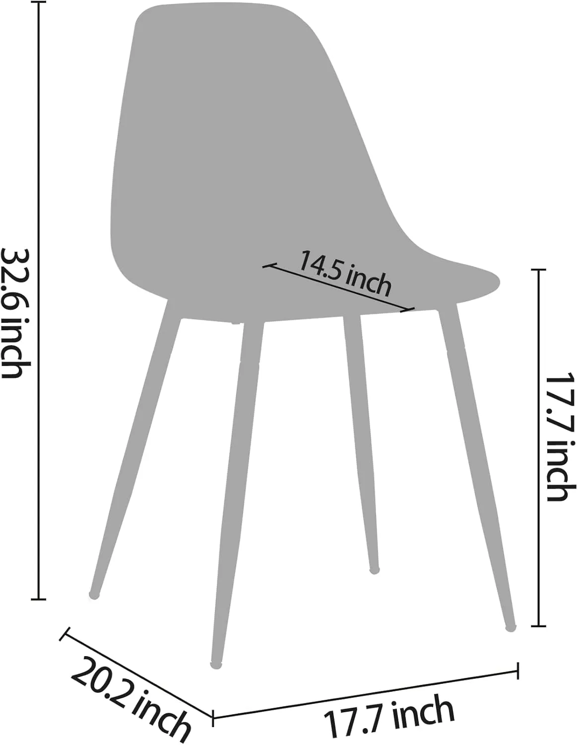 CangLong Dining Mid Century Modern Hollow Back Design Plastic Shell Armless Side Chair with Metal Legs, Set of 4, White (CL-191618)