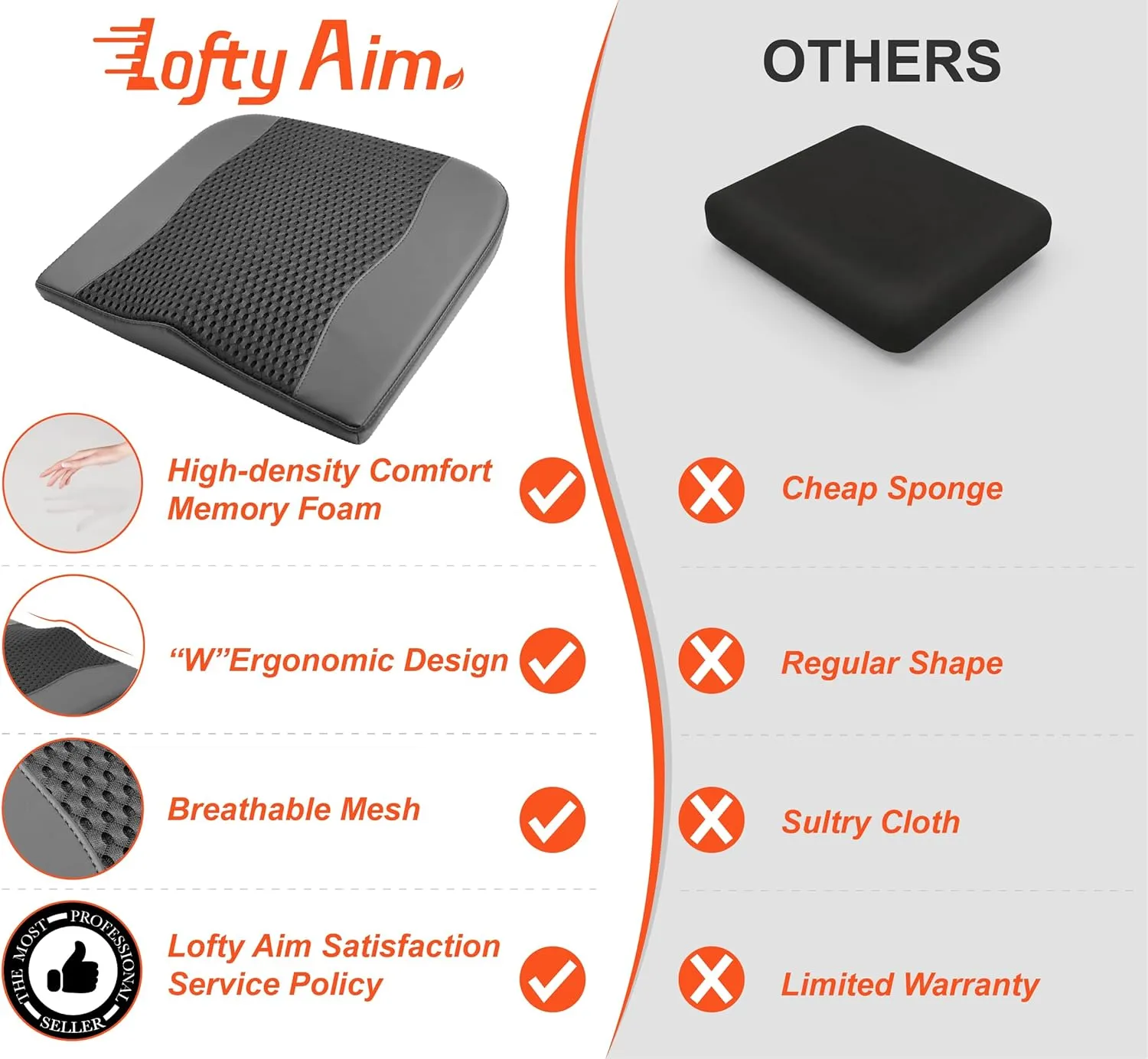 Car Seat Cushion, Comfort Memory Foam Car Cushions for Driving - Sciatica & Lower Back Pain Relief, Driver Seat Pillow for Auto, Office Chair, Wheelchair - 4D Mesh Black