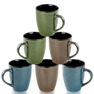 Ceramic Mugs 12ozSet of 6Large Ceramic Coffee Mugs for Men Women Dad Mom Ceramic coffee cupsModern Coffee Mugs With Handle For TeaLatteCappuccinoCocoa. (6 Pack)