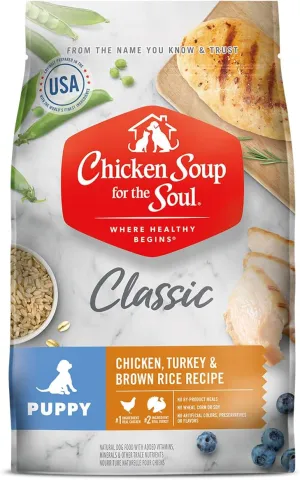 Chicken Soup For The Soul Classic Dry Puppy Food, Chicken, Turkey & Brown Rice Recipe, 4.5 Pound Bag | Soy Free, Corn Free, Wheat Free, Dry Dog Food Made with Real Ingredients