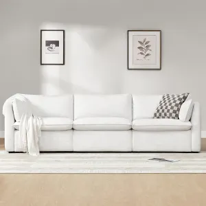 CHITA Sectional Modular Down Filled Sofa, Comfty Feather 3 Seat Cloud Couch, FSC Certified Modern Deep Seat Sectional for Living Room, 114 inch Width,3 Seat Modular Sofa, Cream