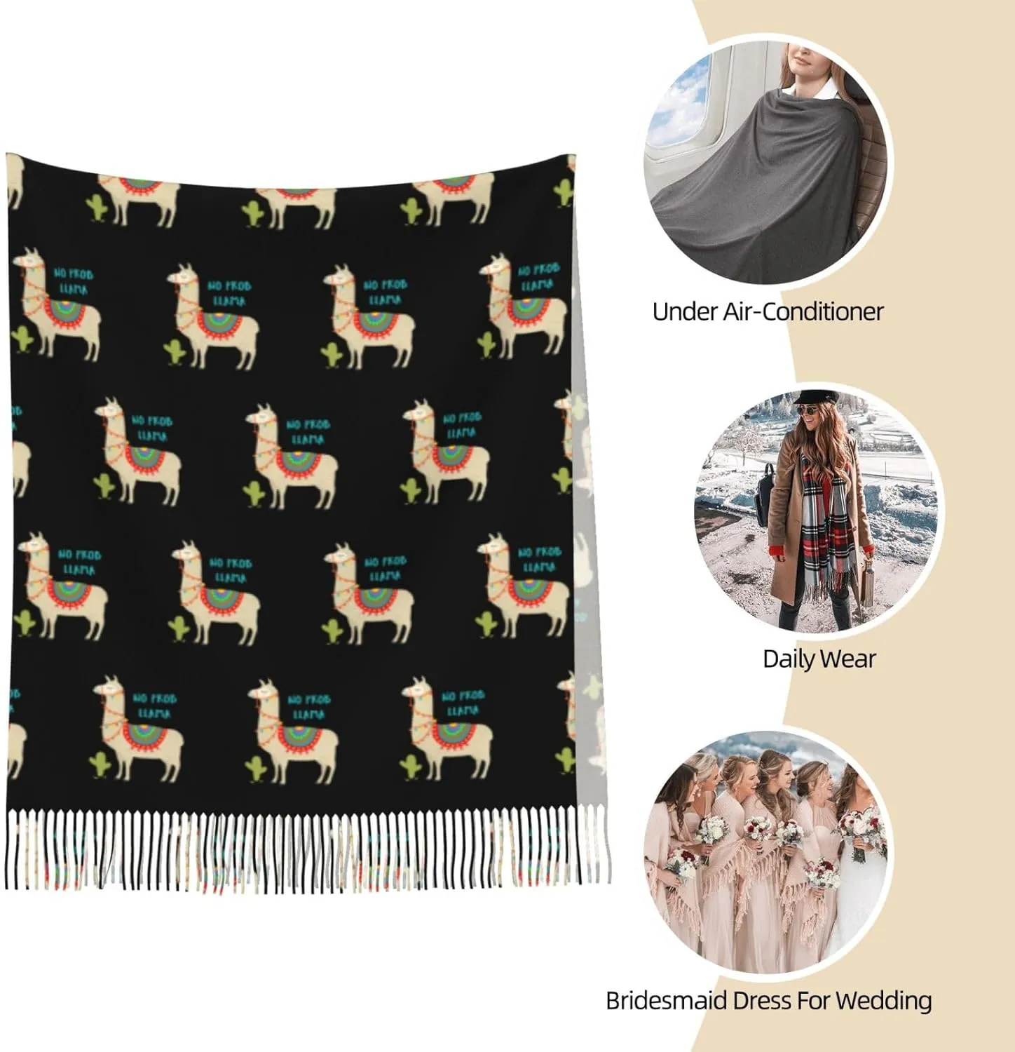 Christmas Holiday Exquisite Cashmere Tassel Scarf And Shawl Wraps Lightweight Fashion Scarf Presents For Ladies