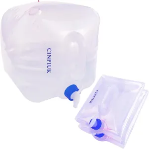 CINPIUK 5 Gallon Collapsible Water Container with Spigot, Camping Water Jug, Outdoor Water Storage Cube Portable Water for Hiking, Fishing, Emergency, 2Pcs