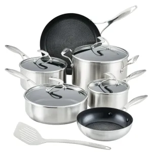 Circulon SteelShield™ Nonstick Stainless Steel Cookware Set S-Series Induction – 10 Piece (2X Saucepan, 2X Fry Pan, Covered Stockpot, Covered Sauté, Slotted Spatula)
