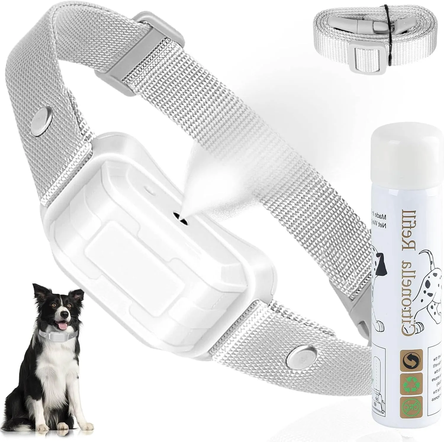 Citronella Dog Bark Collar, Spray Dog Bark Collar, Level 3 Sensitivity Adjustable IP67 Waterproof Chargeable Spray Bark Collar for Small, Medium & Large Citronella Dog Collar