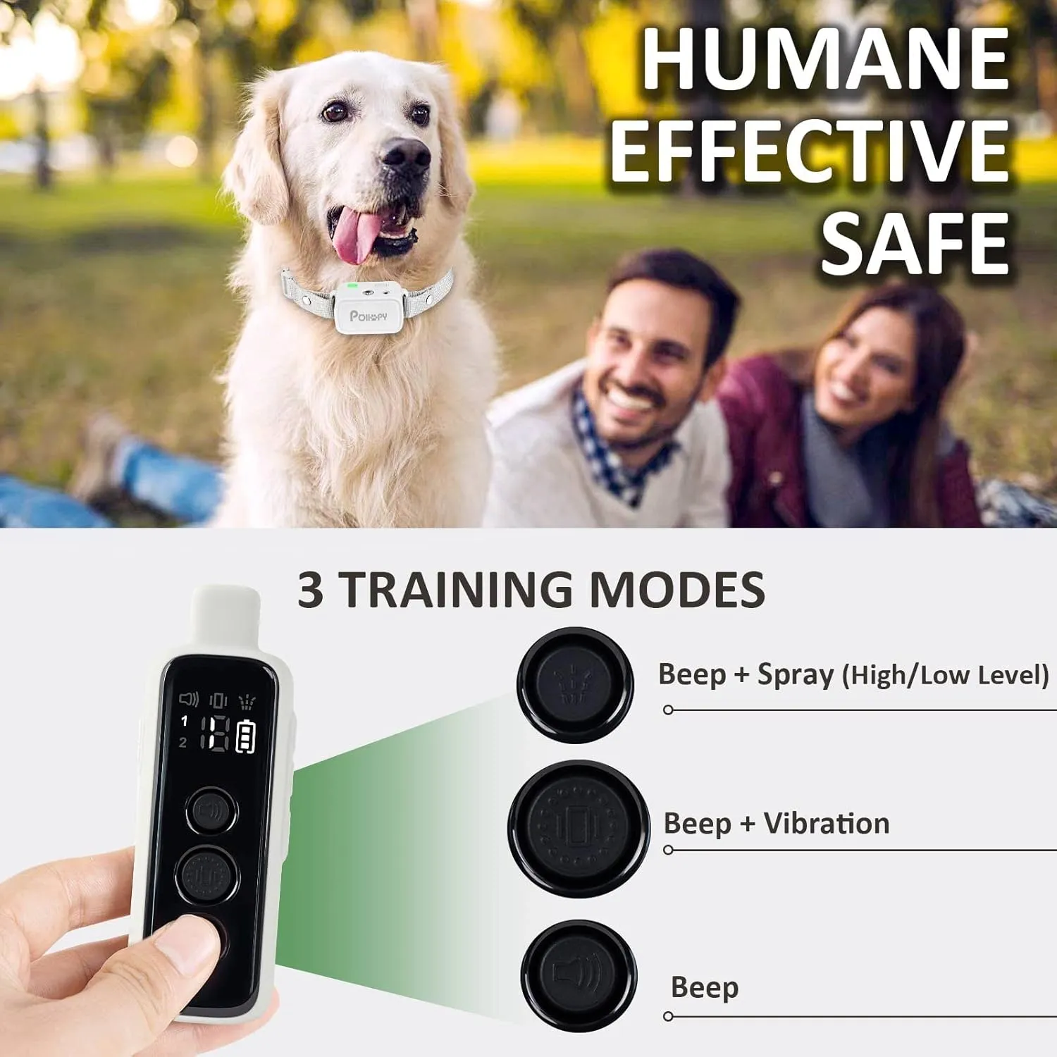 Citronella Dog Collar with Remote, Safer 3 Modes Spray/Vibration/Beep Dog Training Collar, Humane No Shock Citronella Bark Collar, Rechargeable 1000ft Range Spray Dog Collar -Only Works with Remote