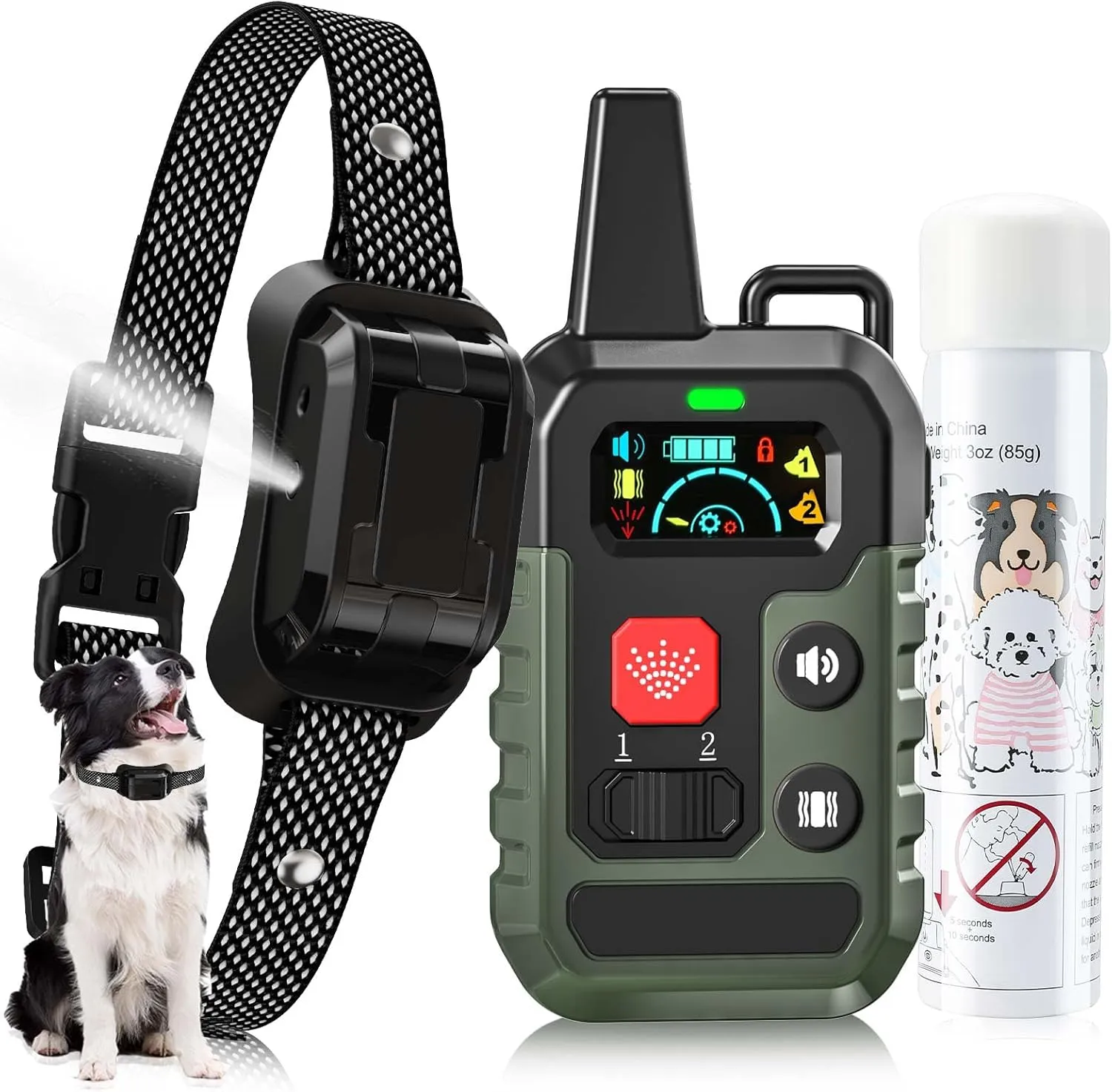 Citronella Training Collar for Dog, [1*Citronella Refill] with Beep/Vibration/Spray 4 Mode & 6 Adjustable Sensitivities Spray Collar, IPX7 Waterproof Safer Spray Dog Training Collar for L/M/S Dogs