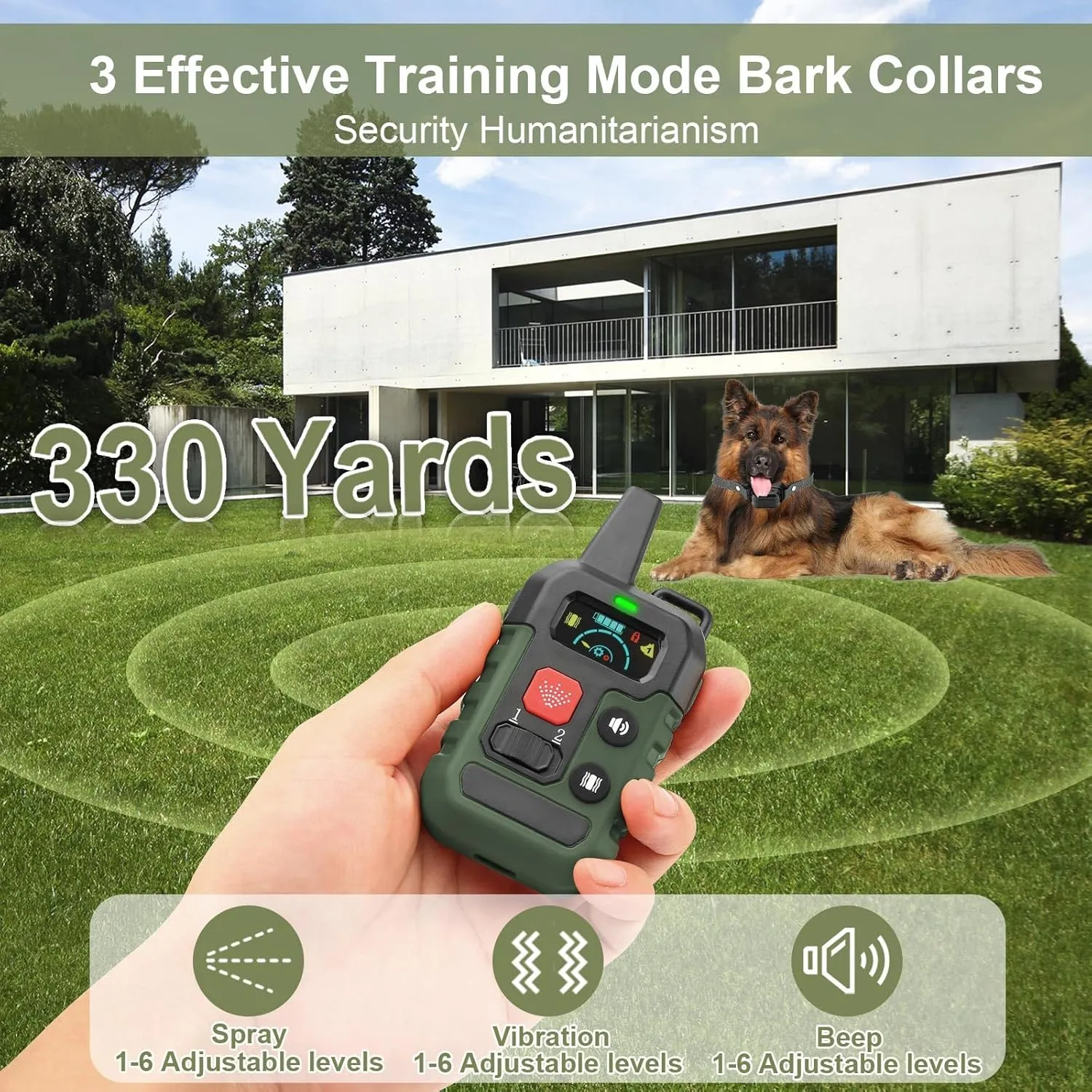Citronella Training Collar for Dog, [1*Citronella Refill] with Beep/Vibration/Spray 4 Mode & 6 Adjustable Sensitivities Spray Collar, IPX7 Waterproof Safer Spray Dog Training Collar for L/M/S Dogs