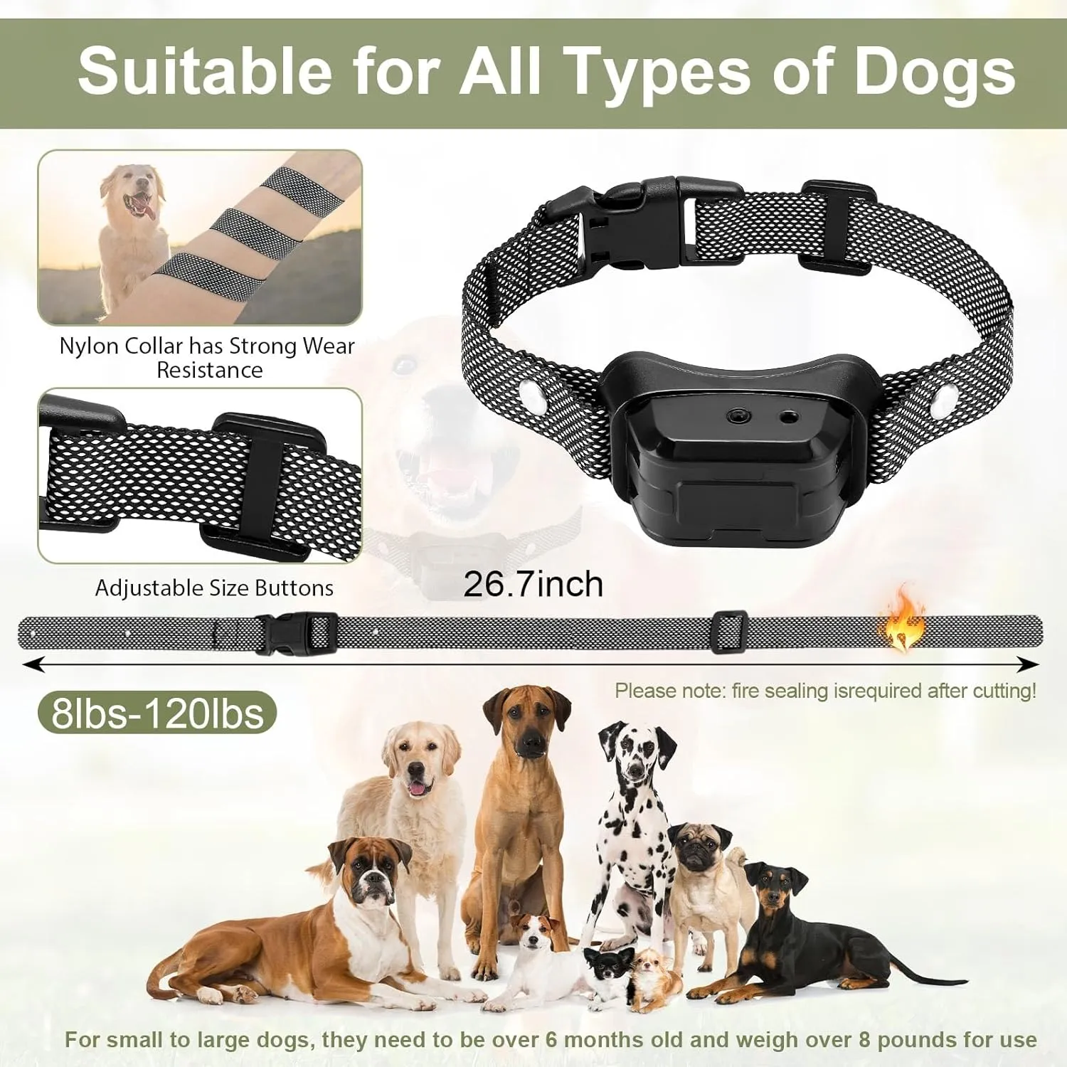 Citronella Training Collar for Dog, [1*Citronella Refill] with Beep/Vibration/Spray 4 Mode & 6 Adjustable Sensitivities Spray Collar, IPX7 Waterproof Safer Spray Dog Training Collar for L/M/S Dogs