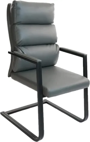 CLATINA 500lbs Big and Tall Office Chair Upholstered Leather Comfortable Reception Chairs with Sled Base and Bonded Padded Arm Rest for Conference Waiting Room Home Gray