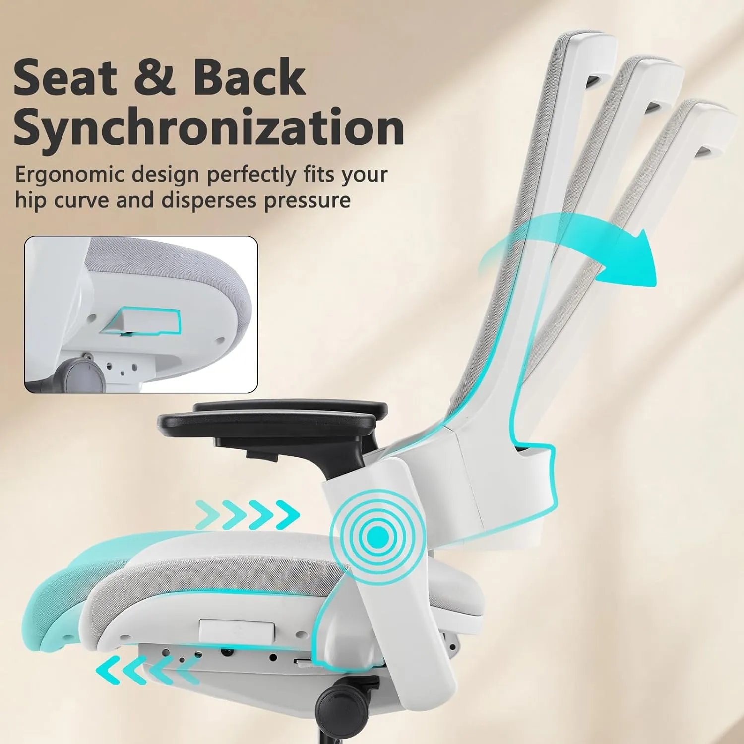 CLATINA Office Chair Swivel Executive Chair, Adjustable Ergonomic Computer Chair with 3D Armrest and Lumbar Support, Mesh Backrest Task Chair for Home Office Conference Room Grey