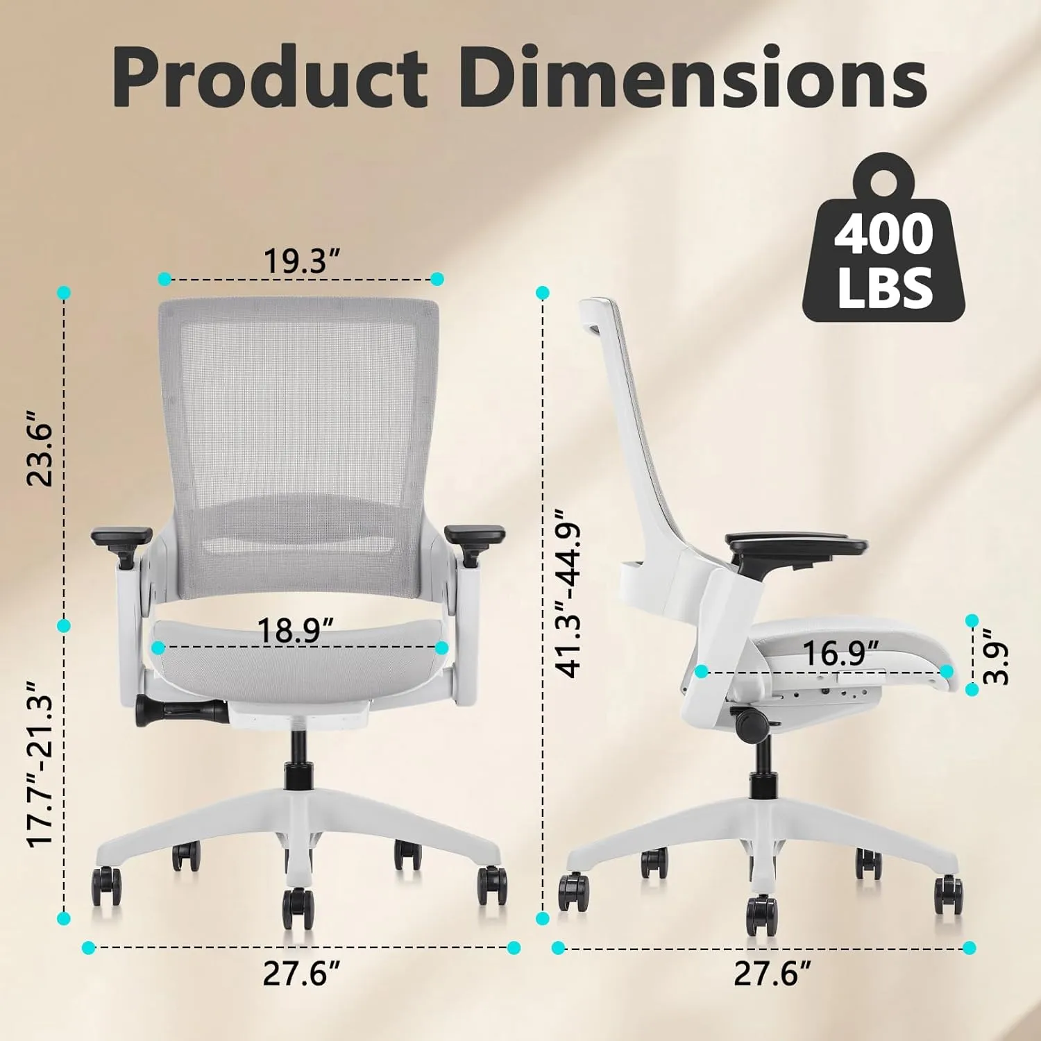 CLATINA Office Chair Swivel Executive Chair, Adjustable Ergonomic Computer Chair with 3D Armrest and Lumbar Support, Mesh Backrest Task Chair for Home Office Conference Room Grey