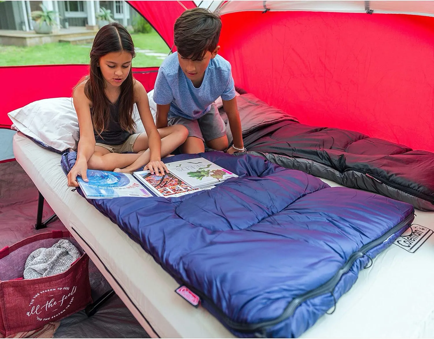 Coleman Brazos 20/30°F Adult Cool-Weather Sleeping Bag with No-Snag Zipper & Stuff Sack, Machine Washable