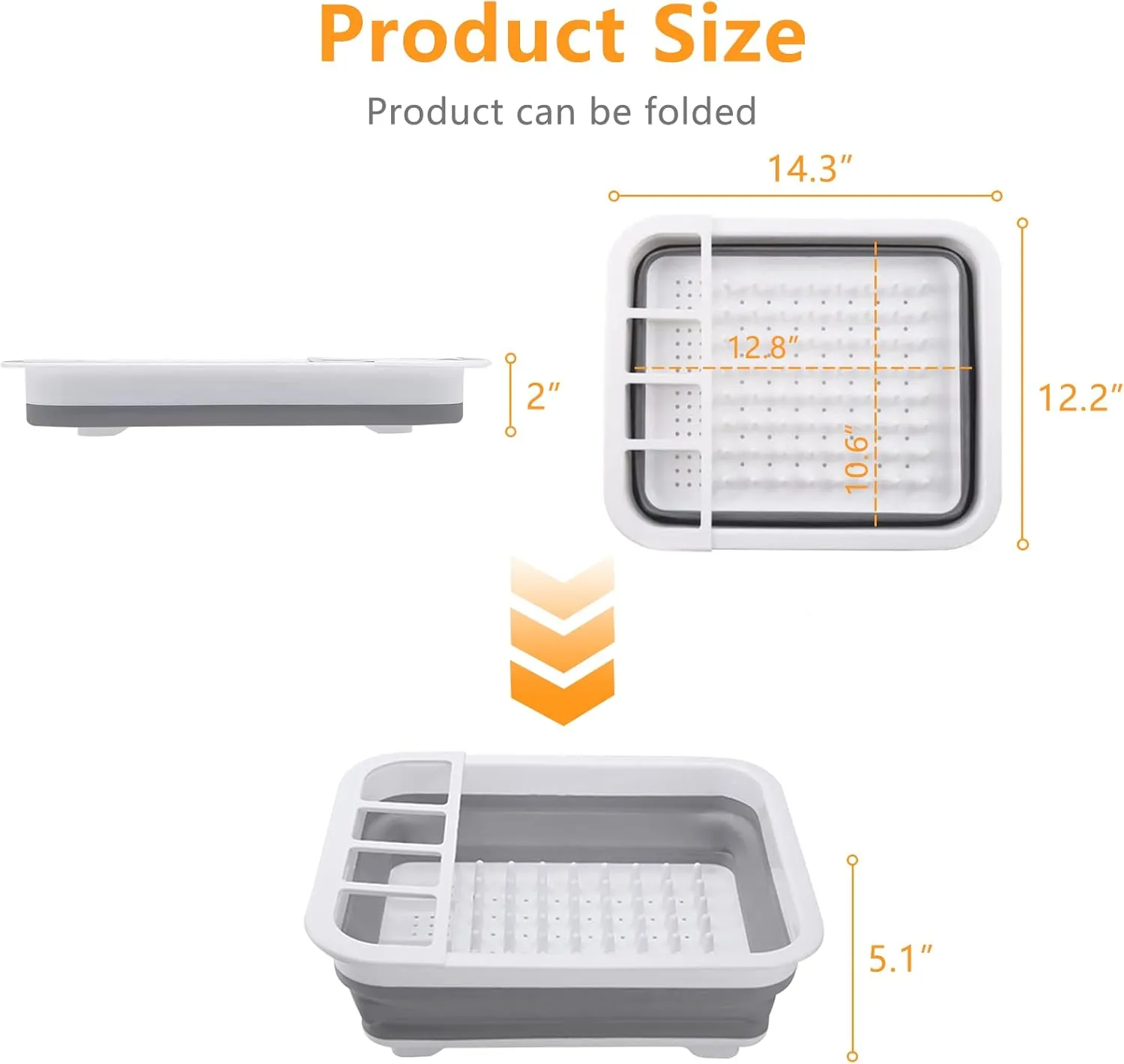 Collapsible Dish Rack with Drainboard for Drying Dishes - Space-Saving Foldable Design with Dinnerware Storage Tray/Basket - Perfect for Kitchen Counter Organization