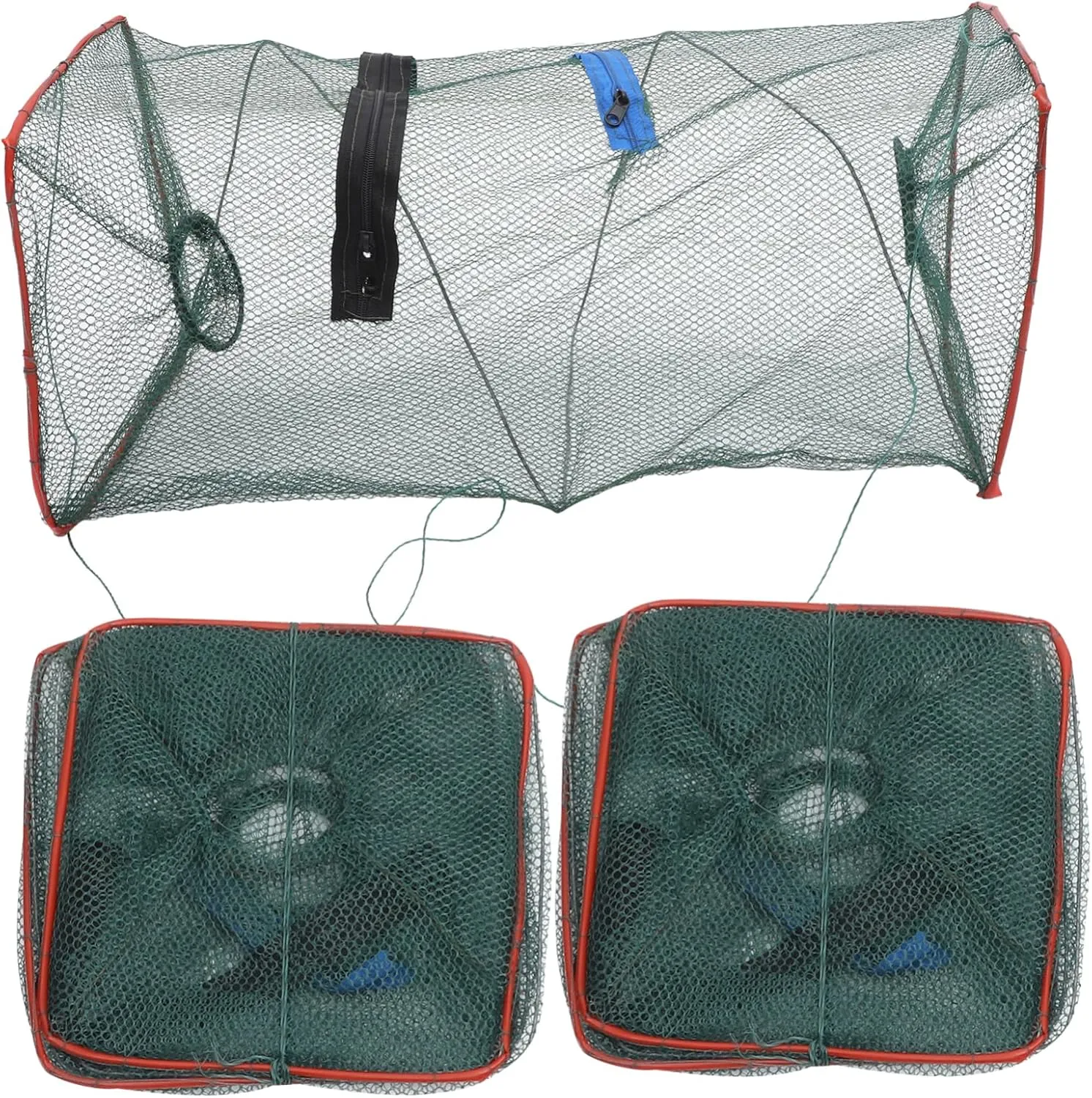 Collapsible Lobster Net Fishing Net Set 3pcs Crayfish Trap Saltwater/Freshwater Easy to Use Portable Lightweight Random Color