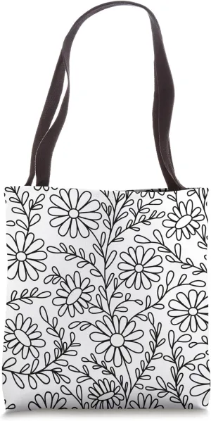 Color Your Bag Choose Your Own Colors Cute Flower Floral Tote Bag
