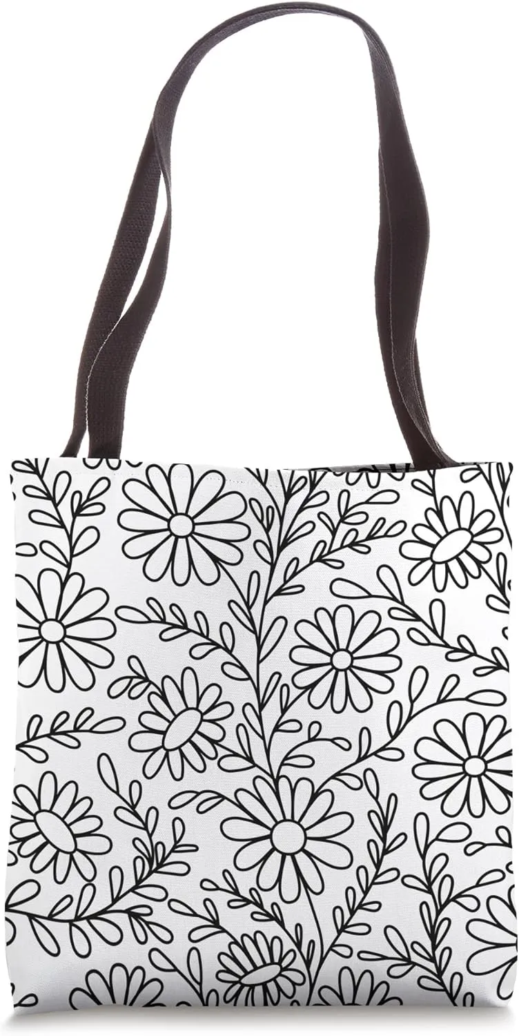 Color Your Bag Choose Your Own Colors Cute Flower Floral Tote Bag