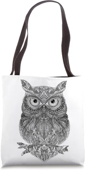Color Your Bag Your Own Colors Coloring Adult Line Art Owl Tote Bag