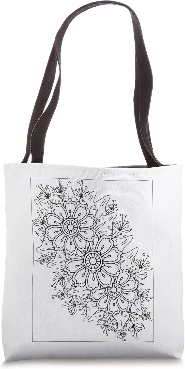 Color your Floral Bag Choose your Own Colors Coloring Adult Tote Bag