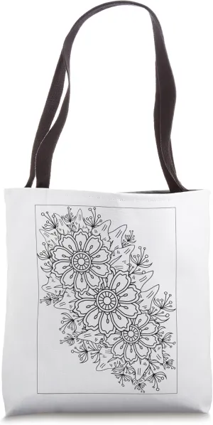 Color your Floral Bag Choose your Own Colors Coloring Adult Tote Bag