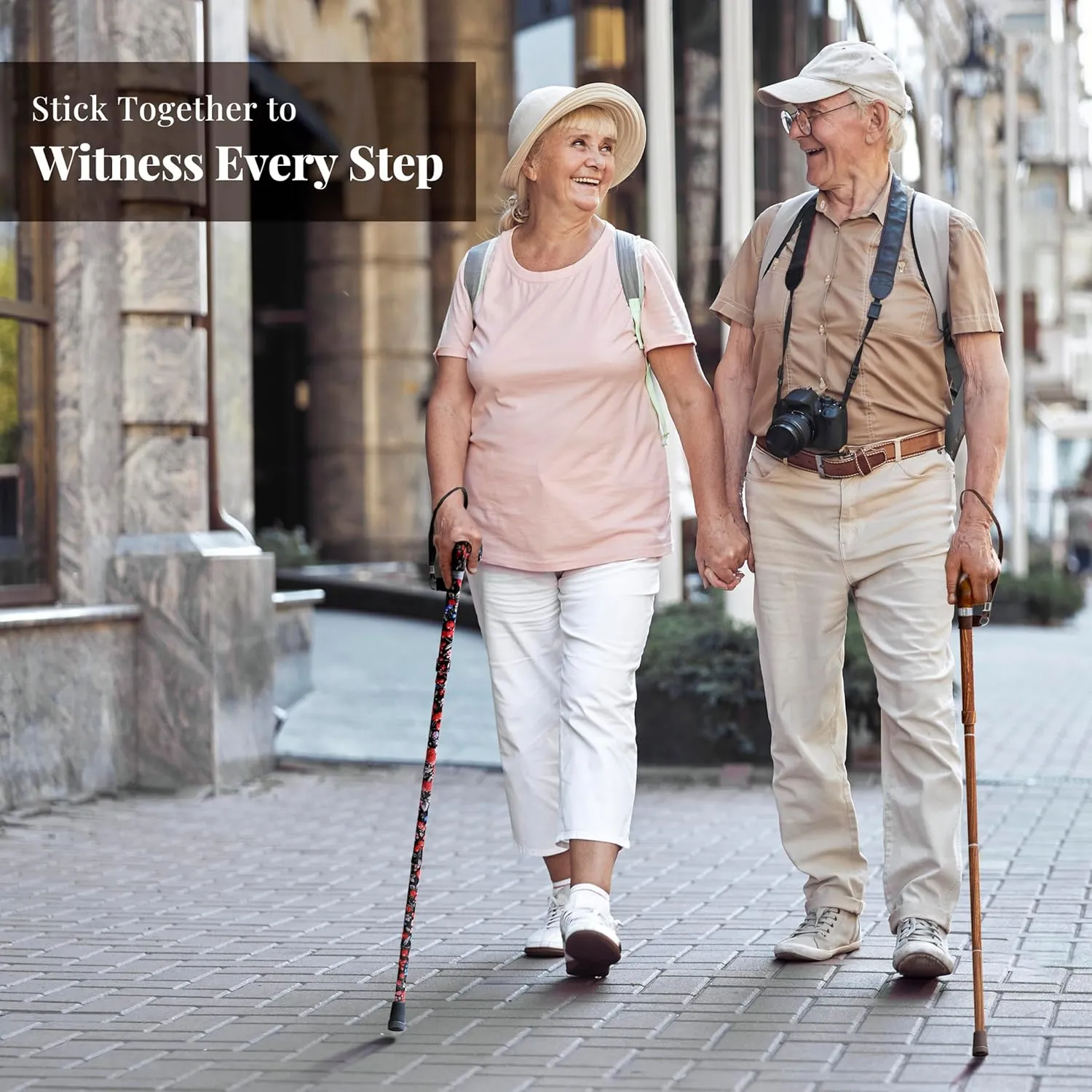[Combo] Merry Sticks Foldable Walking Sticks, Adjustable Canes for Women and Seniors, Folding and Collapsible Canes for Men. Includes A Cane Bag and A Smart Reflective Cane Holder