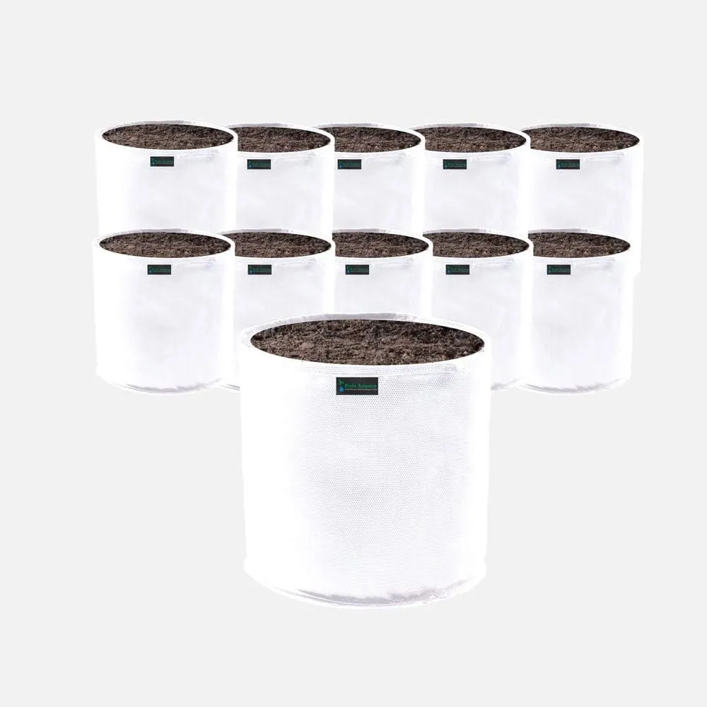 Commercial Grow Bag Pack of 10, Air Pruning Mesh Fabric Plant Containers (2 Gallon, White)