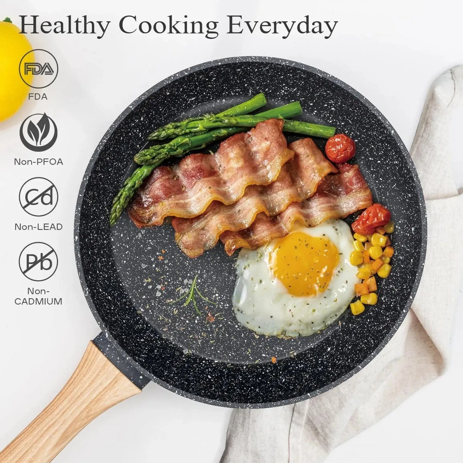 Cooking Set, Set Sticky LunaLulink Great price drop Granite Cookware 12-Piece Flash sale Nonstick