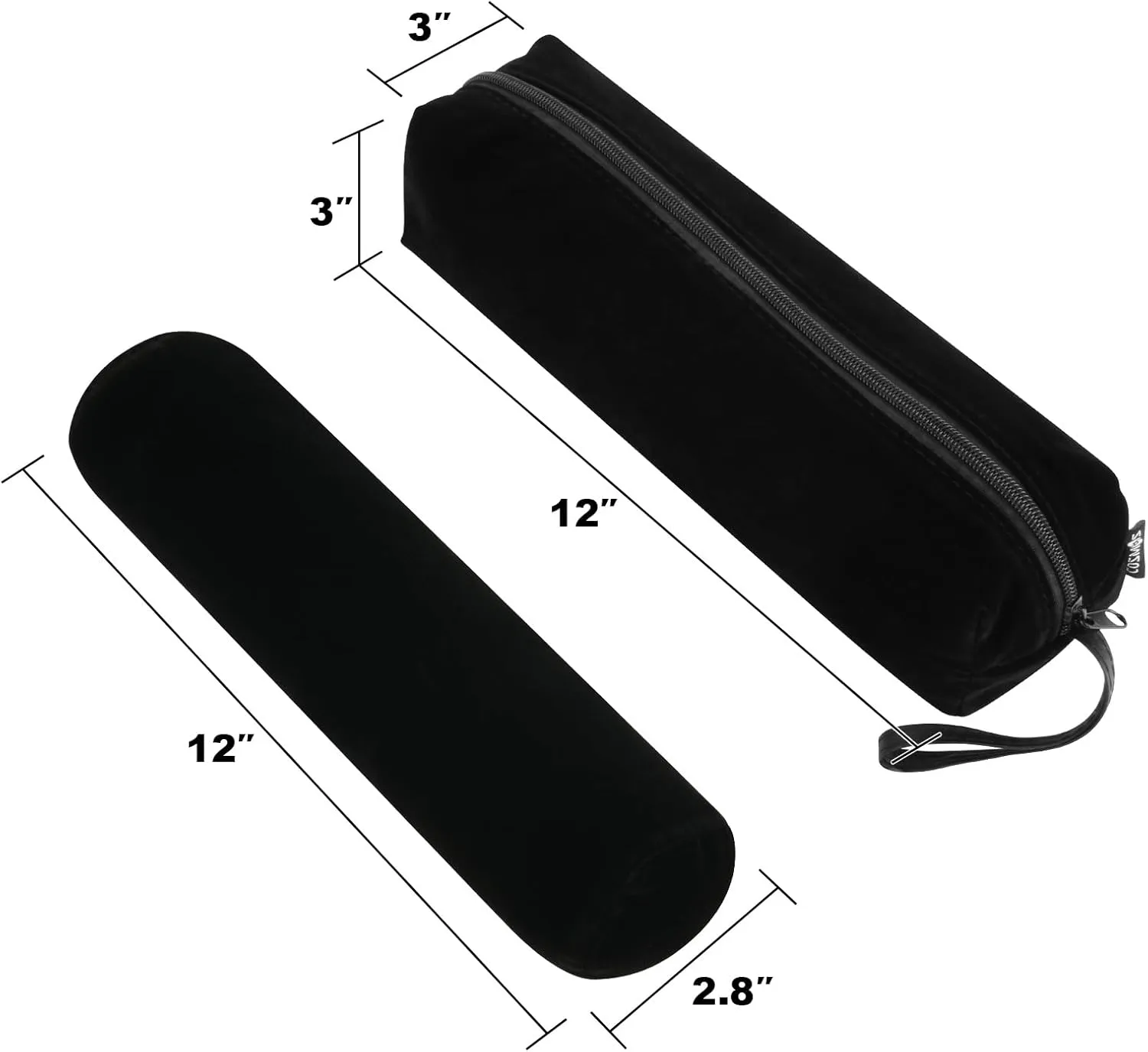 Cosmos Velvet Watch Roll Pouch Organizer Travel Storage Bag Watch Travel Carry Case Bag Water Pouch Organizer with Removable Roll Insert Velvet Holder, Black Color