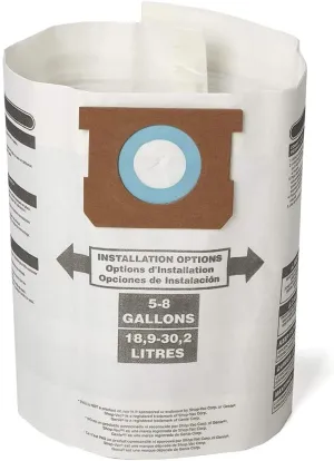 CRAFTSMAN CMXZVBE38767 General Purpose Wet Dry Vac Dust Collection Bags for Most 5 to 8 Gallon Shop Vacuums, Collects Dry Only Debris, Reduces Cleanup Time, 3-Pack